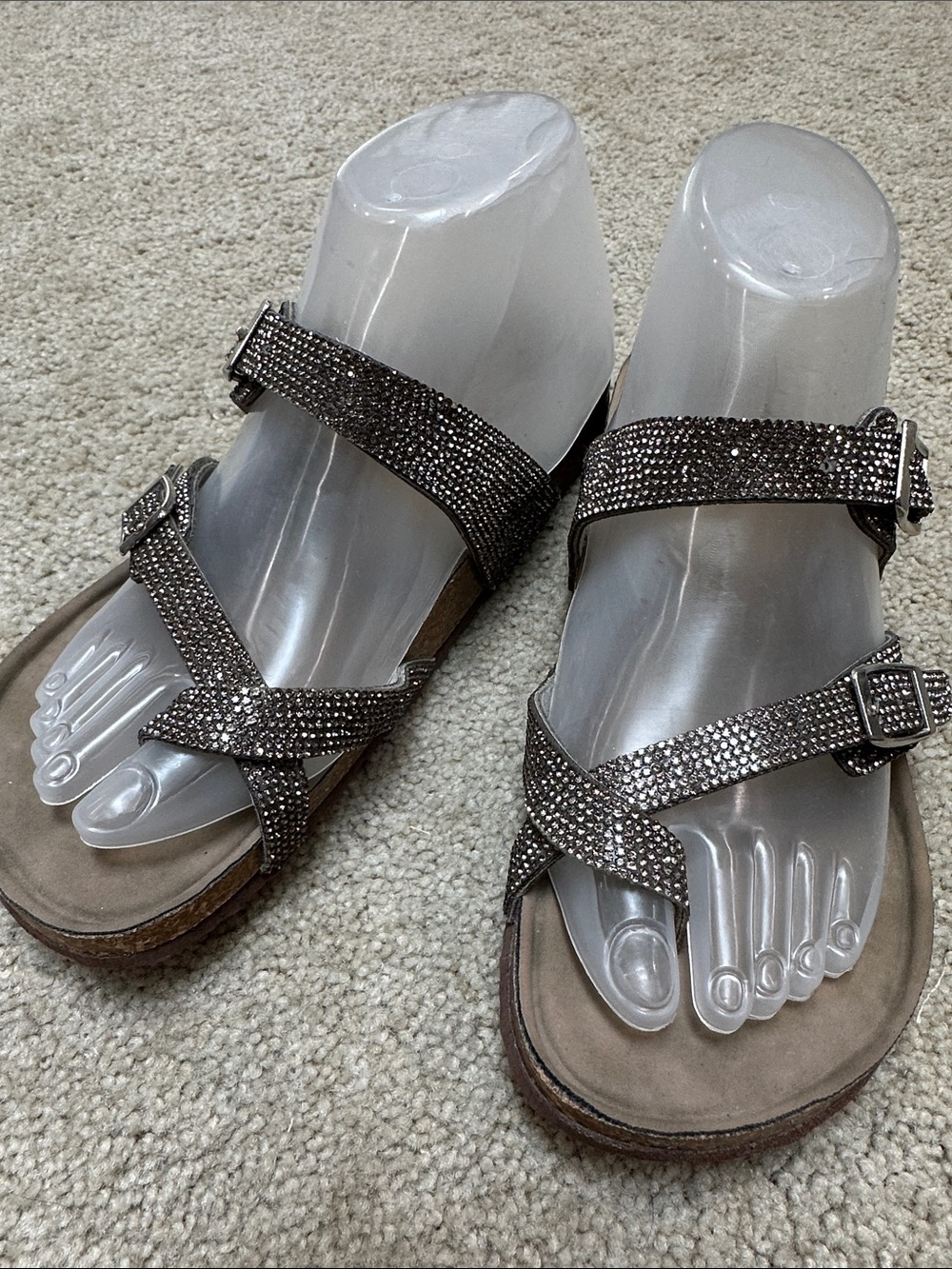 Madden Girl Women's Sparkle Crystal Strappy Sandal in bronze tone. Size 8